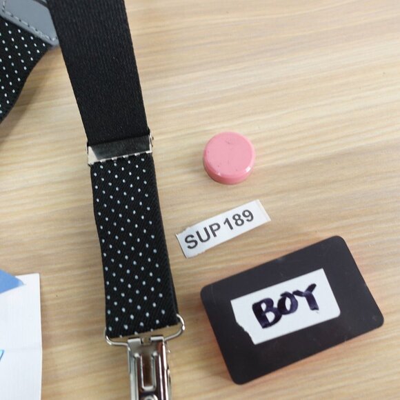 Suspender Boy Black Y Back Polka Dots Clip On Adjustable Stretch LITTLEST PRINCE - Picture 8 of 8